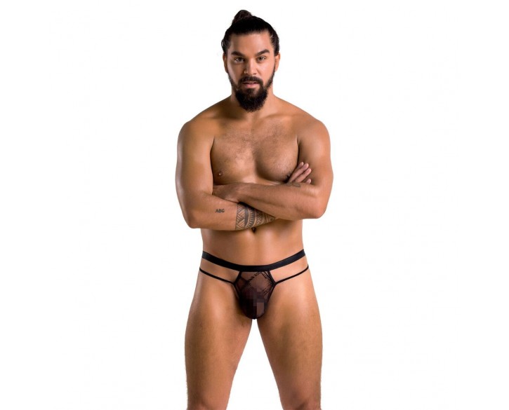 Чоловічі прозорі стринги Passion 029 Thong Collin L/XL Black, сітка