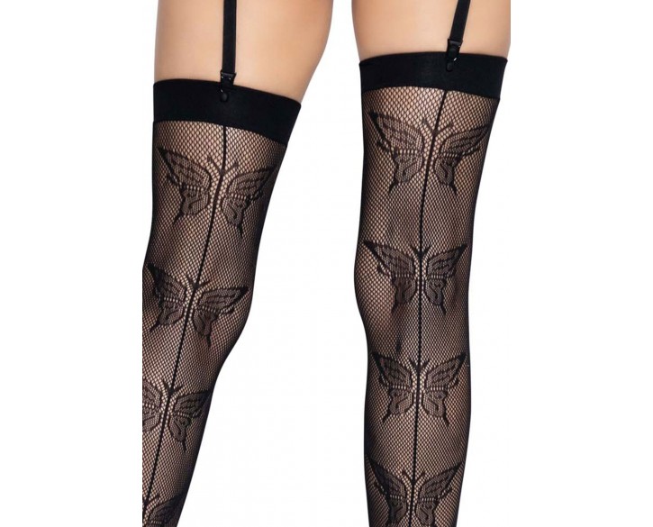 Панчохи-сітка зі швом ззаду Leg Avenue Butterfly back seam this highs One size Black