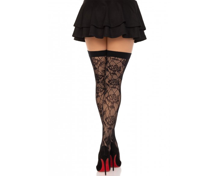 Панчохи Leg Avenue Wild rose net thigh highs One Size