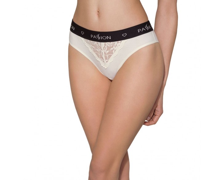 Трусики з широкою гумкою і мереживом Passion PS001 PANTIES ecru, size XL