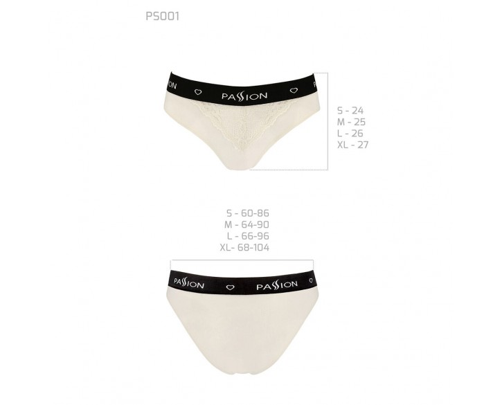 Трусики з широкою гумкою і мереживом Passion PS001 PANTIES ecru, size XL