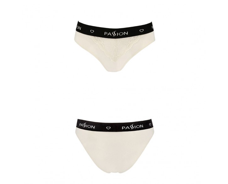 Трусики з широкою гумкою і мереживом Passion PS001 PANTIES ecru, size XL