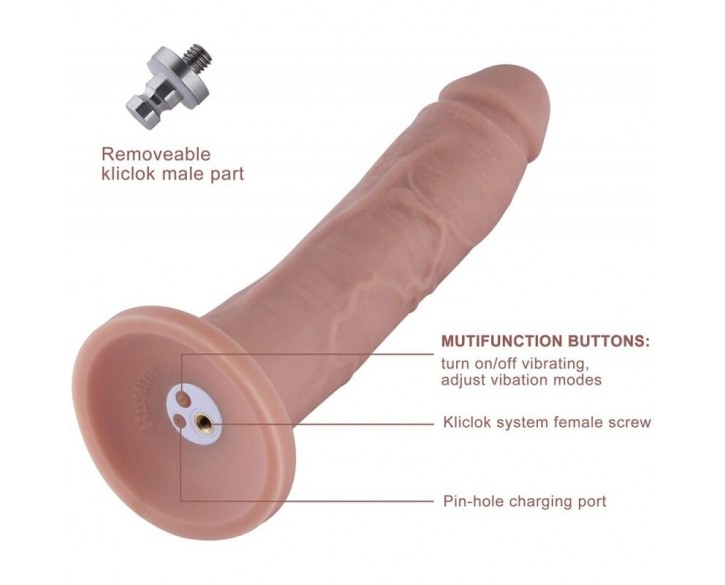 Фалоімітатор 10.2″ з вібрацією для секс-машин Hismith Silicone Dildo with Vibe, KlicLok, пульт ДК