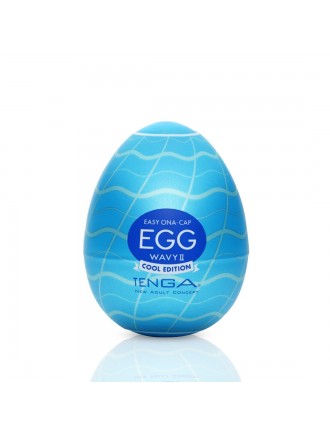 Мастурбатор-яйце Tenga Egg Wavy II Cool з подвійним хвилястим рельєфом та охолоджувальним ефектом