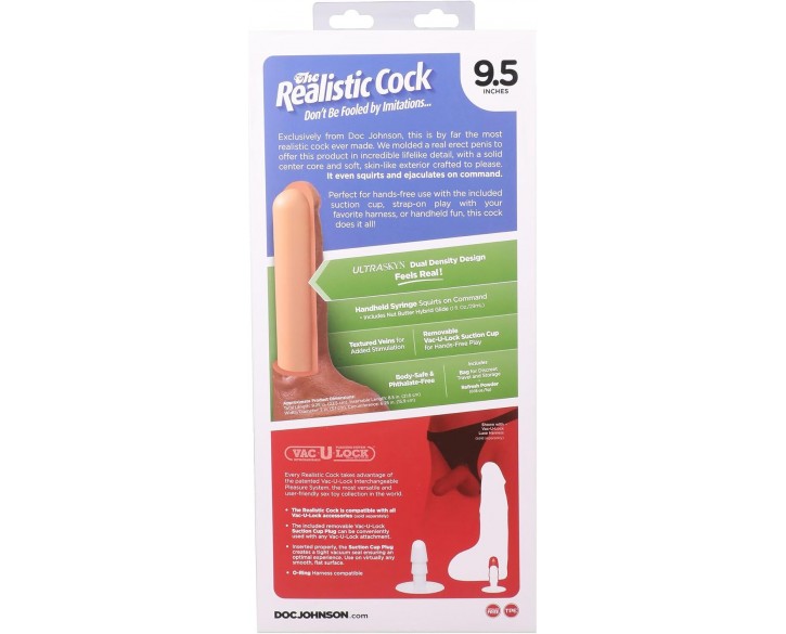 Фалоімітатор, що кінчає Doc Johnson The Realistic Cock ULTRASKYN - Squirting 9,5 Inch Chocolate