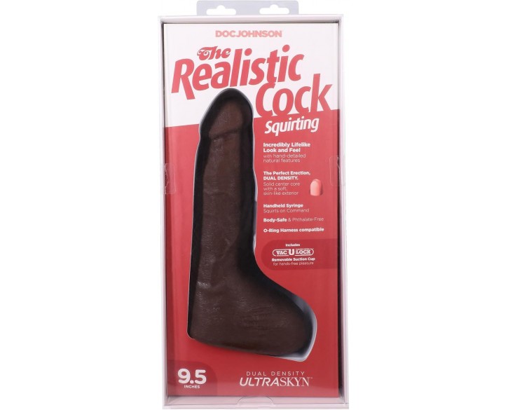 Фалоімітатор, що кінчає Doc Johnson The Realistic Cock ULTRASKYN - Squirting 9,5 Inch Chocolate