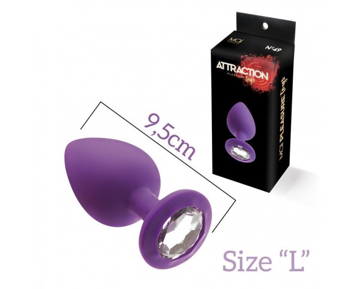 Анальна пробка з кристалом MAI Attraction Toys №49 Purple, довжина 9,5 см, діаметр 4 см