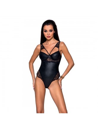 Боді з еко-шкіри та мережива Loona Body black L/XL - Passion