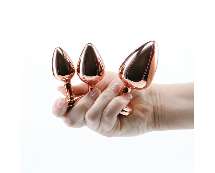 Набір анальних пробок NS Novelties Rear Assets - Trainer Kit - Rose Gold - Pink Gem