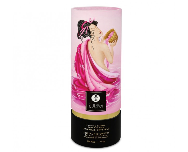 Пінлива сіль для ванни Shunga Dead Sea salt Oriental Crystals — Rose Petal (500 г), сіль Мертвого мо