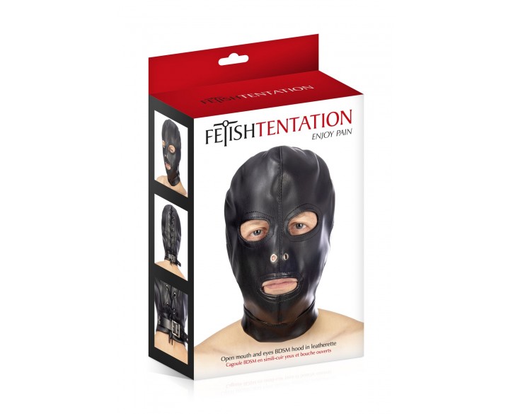 Капюшон для БДСМ з відкритими очима і ротом Fetish Tentation Open mouth and eyes BDSM hood