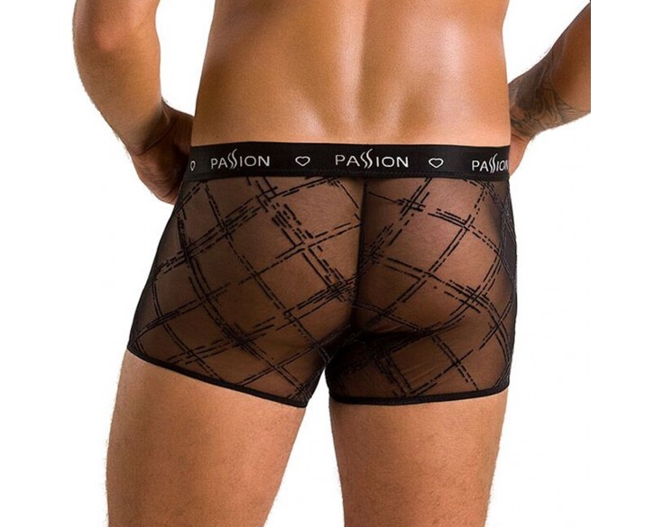 Чоловічі прозорі боксери Passion 032 Short James S/M Black, сітка