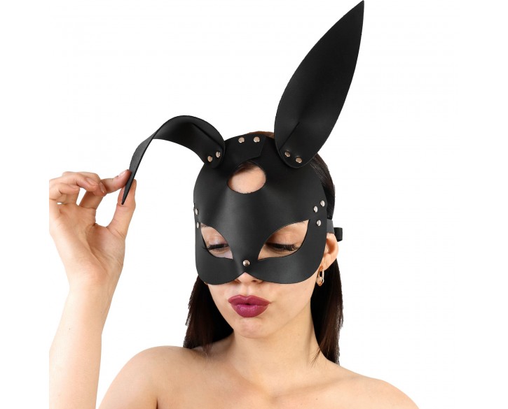 Шкіряна маска Зайчика Art of Sex - Bunny mask, колір Чорний