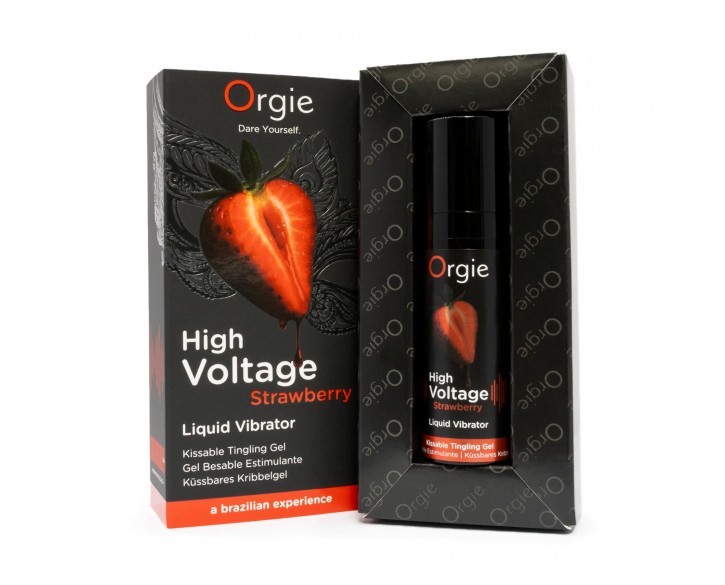 Рідкий вібратор Orgie High Voltage – Strawberry, 15 мл, ефект мурашок, дуже потужний, смак полуниці