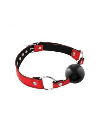 Кляп Fetish Tentation Premium Leather gag with silicone ball Red