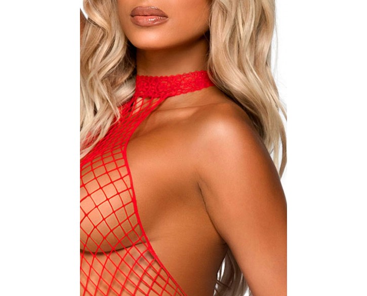 Бодістокінг Leg Avenue Racer neck bodystocking Red