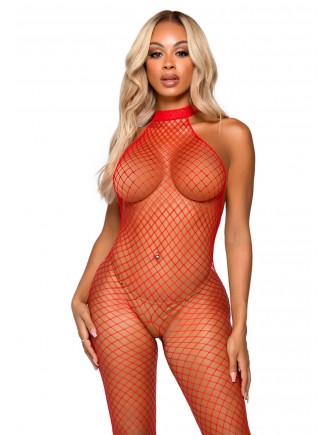 Бодістокінг Leg Avenue Racer neck bodystocking Red