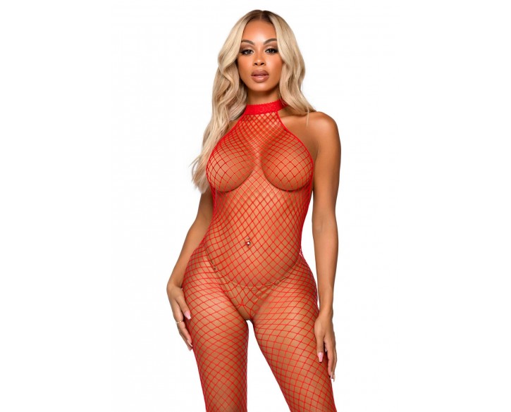 Бодістокінг Leg Avenue Racer neck bodystocking Red