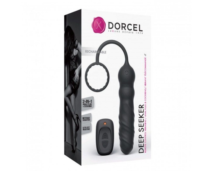 Анальний вібратор Dorcel Deep Seeker з ерекційним кільцем і пультом ДК