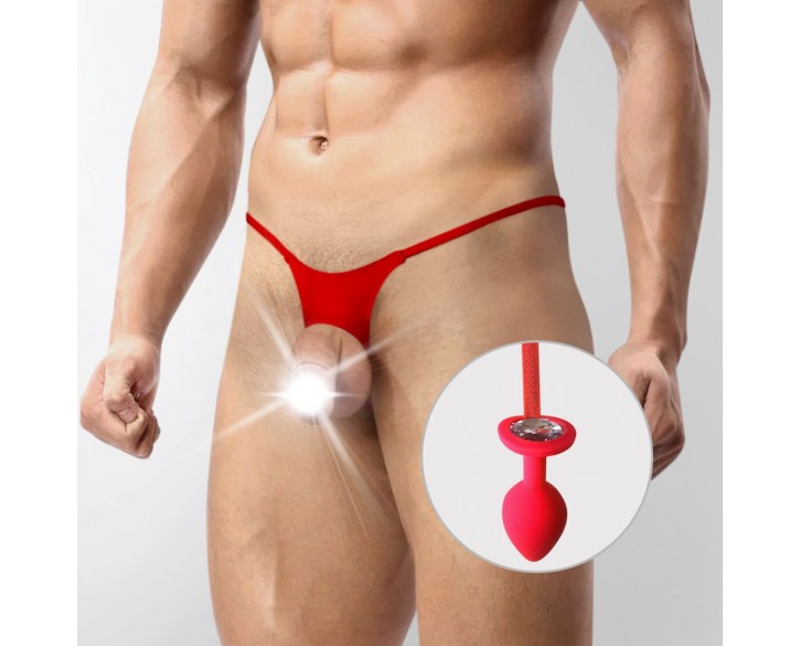 Чоловічі труси XS-2XL із силіконовою анальною пробкою Art of Sex - Joni plug panties size S Red