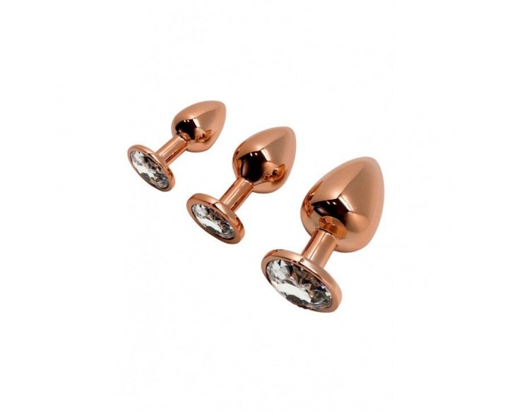 Металева анальна пробка Wooomy Tralalo Rose Gold Metal Plug Size L, діаметр 4 см, довжина 9 см