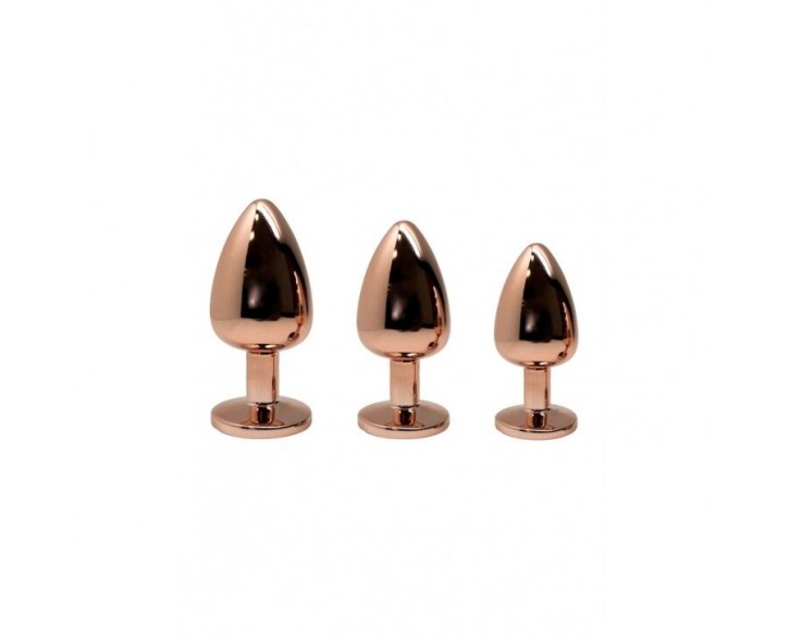 Металева анальна пробка Wooomy Tralalo Rose Gold Metal Plug Size L, діаметр 4 см, довжина 9 см