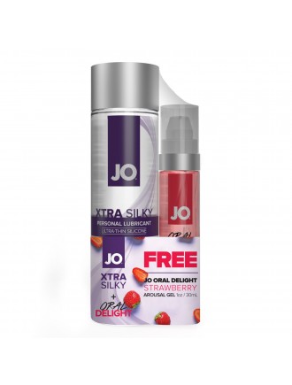 Комплект System JO GWP - Xtra Silky Silicone (120 мл) & Oral Delight - Strawberry (30 мл)