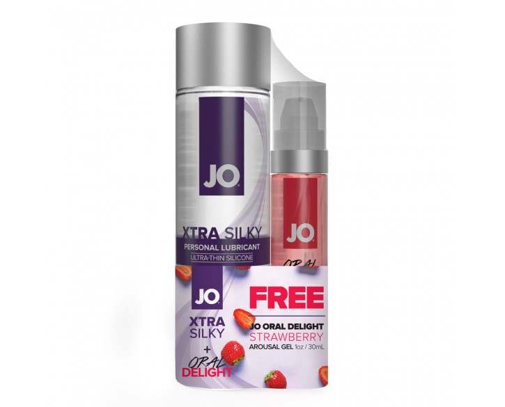 Комплект System JO GWP - Xtra Silky Silicone (120 мл) & Oral Delight - Strawberry (30 мл)