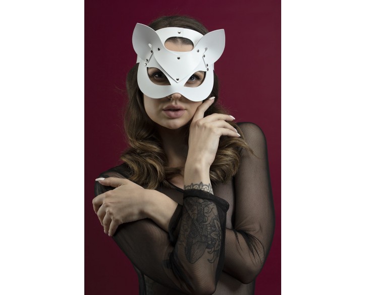 Маска кішечки Feral Feelings - Catwoman Mask, натуральна шкіра, біла