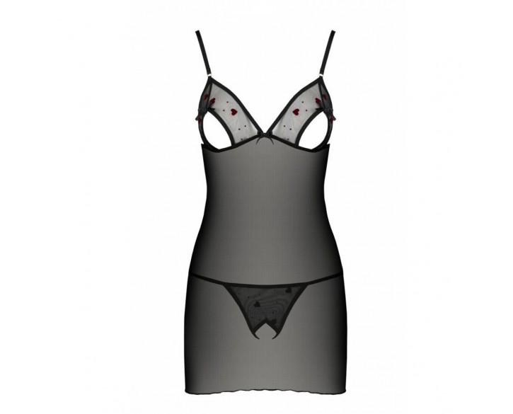 Сорочка з вирізами на грудях + стрінги LOVELIA CHEMISE black S/M - Passion