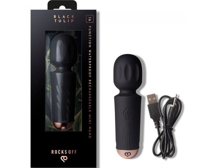 Вібромасажер Rocks Off Mini Wand Black Tulip, 16 режимів