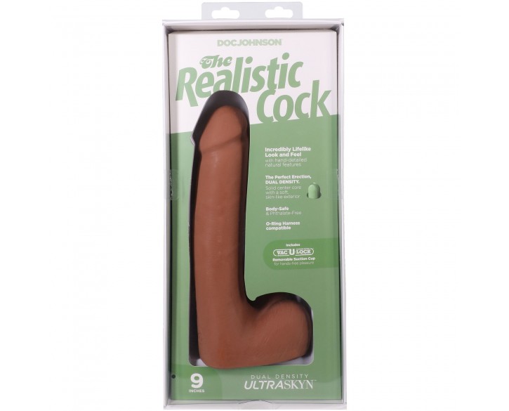 Фалоімітатор Doc Johnson The Realistic Cock ULTRASKYN - 9 Inch with Balls Caramel