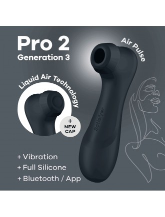 Вакуумний кліторальний стимулятор Satisfyer Pro 2 Generation 3 with Liquid Air Connect App Dark Grey