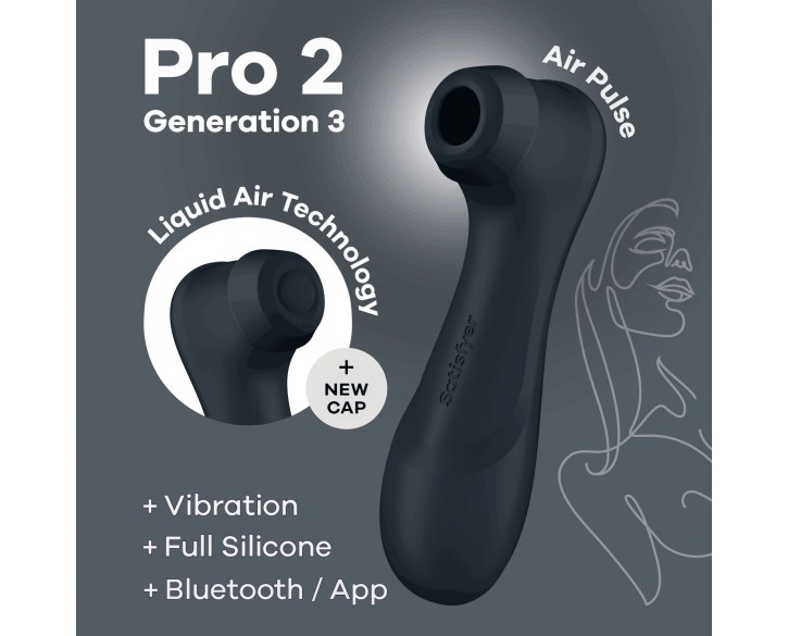 Вакуумний кліторальний стимулятор Satisfyer Pro 2 Generation 3 with Liquid Air Connect App Dark Grey