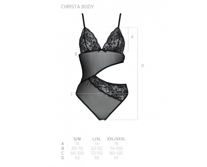 Боді з ажурним ліфом Christa Body black S/M — Passion