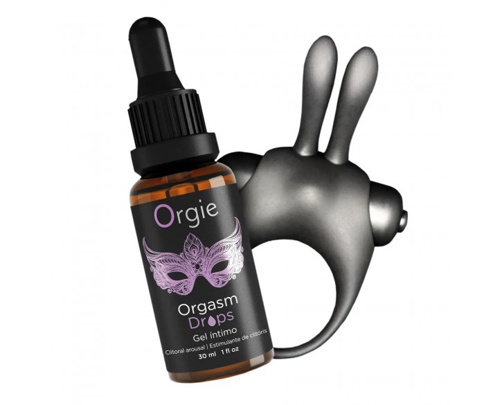 Набір Orgie Orgasmic Bunny: збуджувальні краплі та ерекційне віброкільце