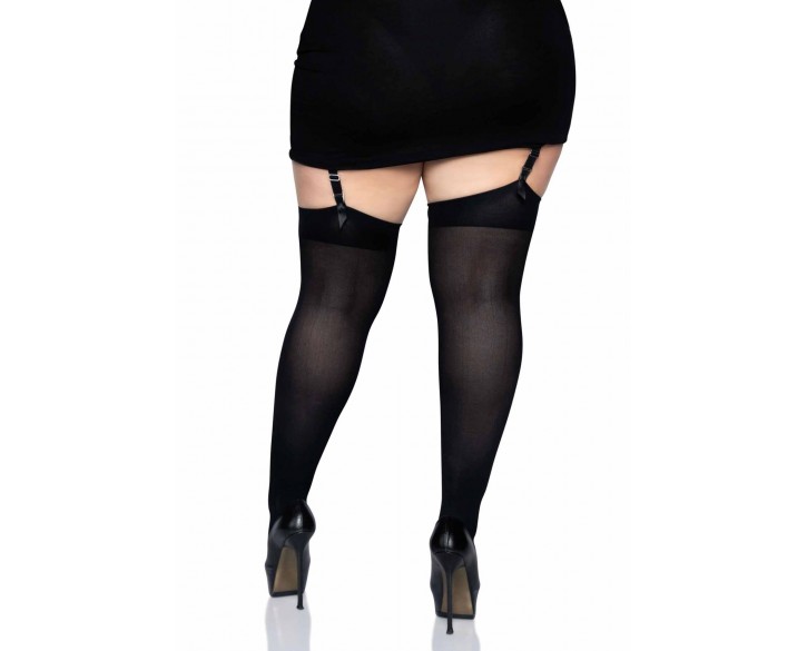 Щільні непрозорі панчохи Leg Avenue Nylon Thigh Highs Black, plus size