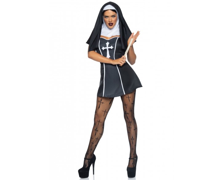 Костюм черниці Leg Avenue Naughty Nun XS, сукня, головний убір