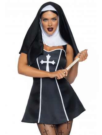 Костюм черниці Leg Avenue Naughty Nun XS, сукня, головний убір