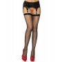 Панчохи-сітка зі швом Leg Avenue Fishnet thigh highs with bow One sice Black, декор: бантики, стрази