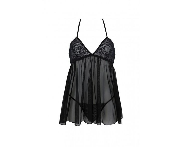 Пеньюар Passion KERRIA CHEMISE black XXL/XXXL - ECO Passion