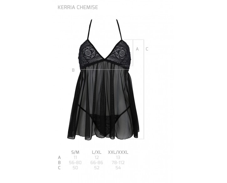 Пеньюар Passion KERRIA CHEMISE black XXL/XXXL - ECO Passion