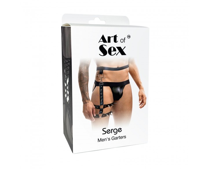 Чоловічі гартери з натуральної шкіри Art of Sex - Serge, колір Чорний, розмір XS-M