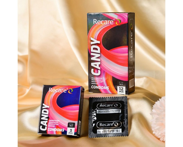 Презервативи Holographic Recare Delay Candy Condoms 12 шт, пролонгувальний ефект, цукерковий аромат