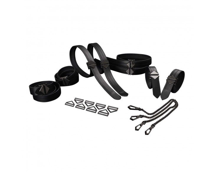 Набір із 8 ременів для зв'язування LOCKINK 8-Bondage-Straps Restraint Set - Black