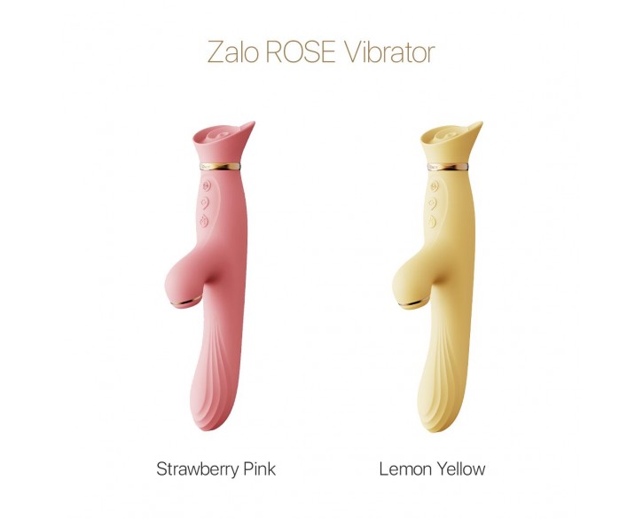 Вібратор з підігрівом та вакуумною стимуляцією клітора Zalo - ROSE Vibrator Strawberry Pink