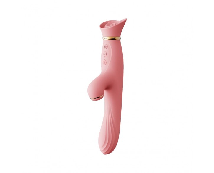 Вібратор з підігрівом та вакуумною стимуляцією клітора Zalo - ROSE Vibrator Strawberry Pink