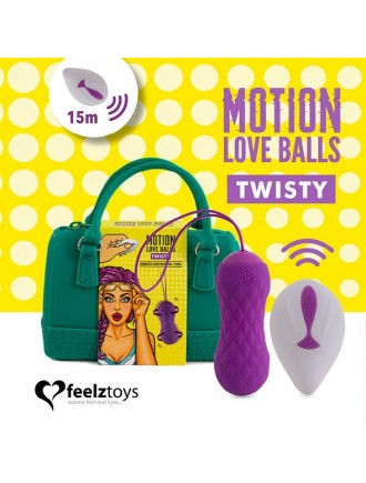 Вагінальні кульки з масажем і вібрацією FeelzToys Motion Love Balls Twisty з пультом ДК, 7 режимів