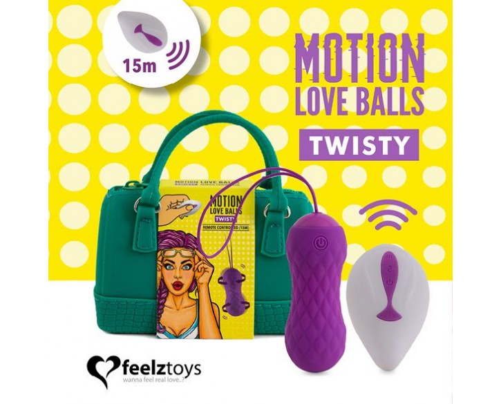 Вагінальні кульки з масажем і вібрацією FeelzToys Motion Love Balls Twisty з пультом ДК, 7 режимів