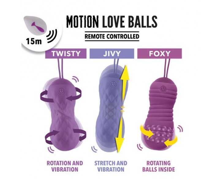 Вагінальні кульки з масажем і вібрацією FeelzToys Motion Love Balls Twisty з пультом ДК, 7 режимів